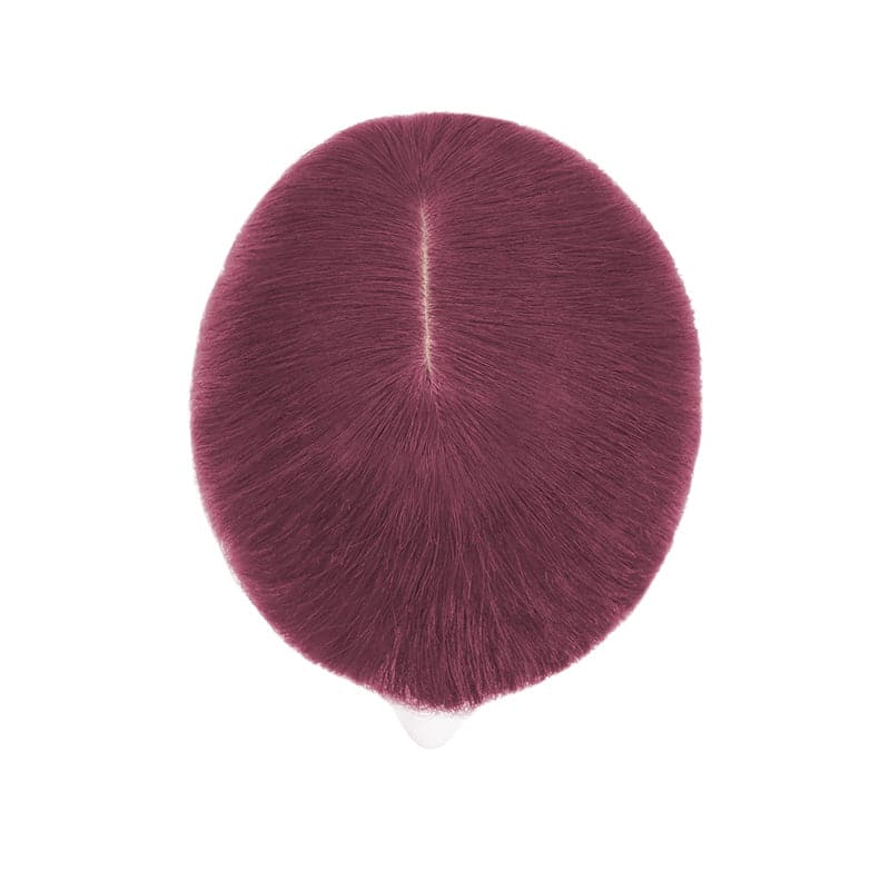 Wine Red Human Hair Topper With Bangs For Women Thinning Crown 7*13cm Base E-LITCHI Hair