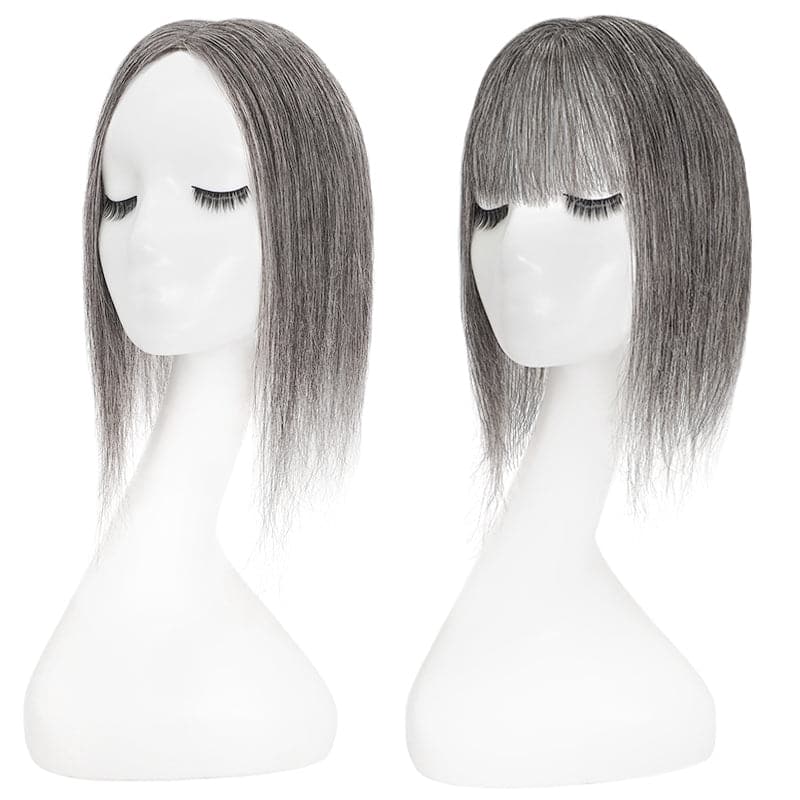 grey human hair toppers