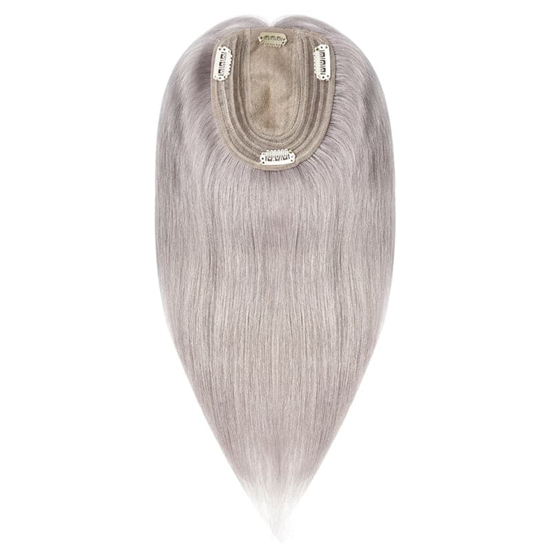 Susan ︳Silver Gray Human Hair Topper For Women Thinning Crown 10*12cm Silk Base E-LITCHI