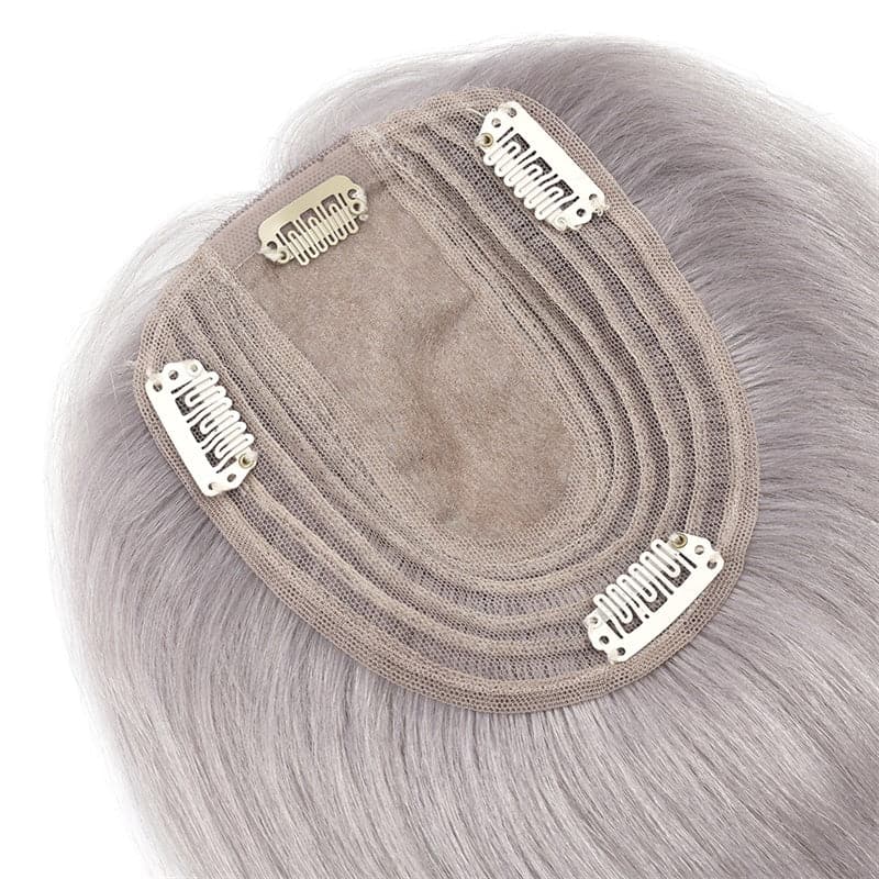 Susan ︳Silver Gray Human Hair Topper For Women Thinning Crown 10*12cm Silk Base E-LITCHI