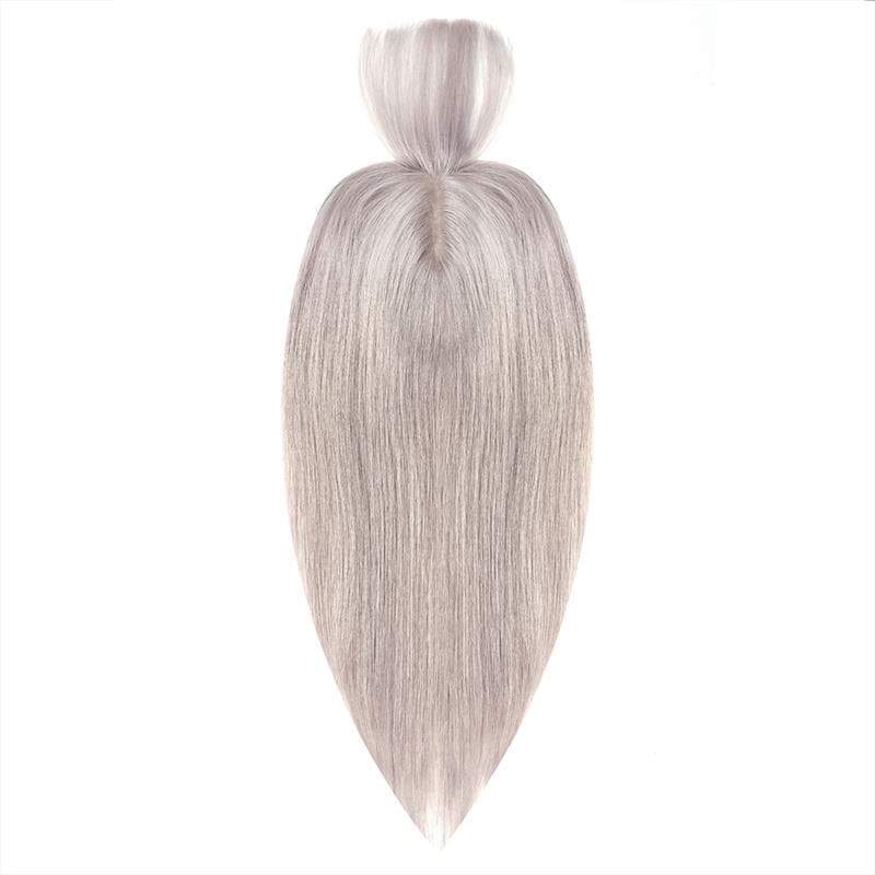 Susan ︳Silver Grey Human Hair Topper With Bang For Women Thinning Crown 10*12cm Base E-LITCHI