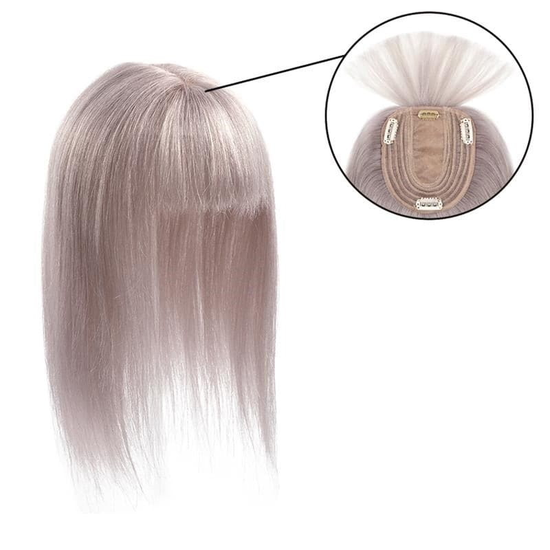Susan ︳Blonde Grey 10*12 Base Human Hair Topper With Bangs E-LITCHI