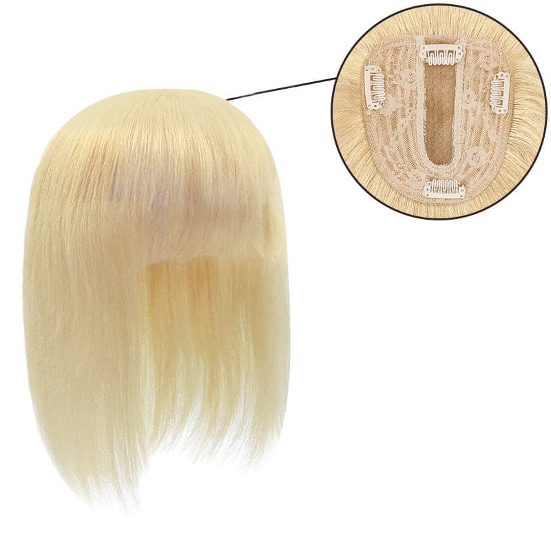 Susan ︳Platinum Blonde Human Hair Topper With Bang For Women Thinning Crown 10*12cm Base E-LITCHI