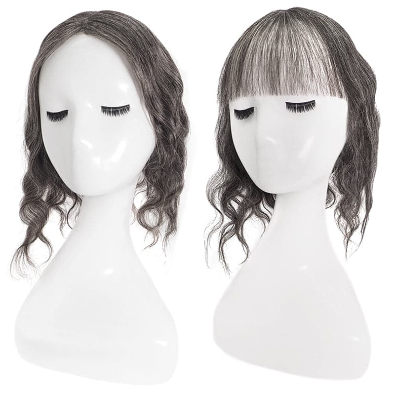 Susan ︳Mixed Grey 10*12 Silk Base Wavy Human Hair Topper E-LITCHI Hair
