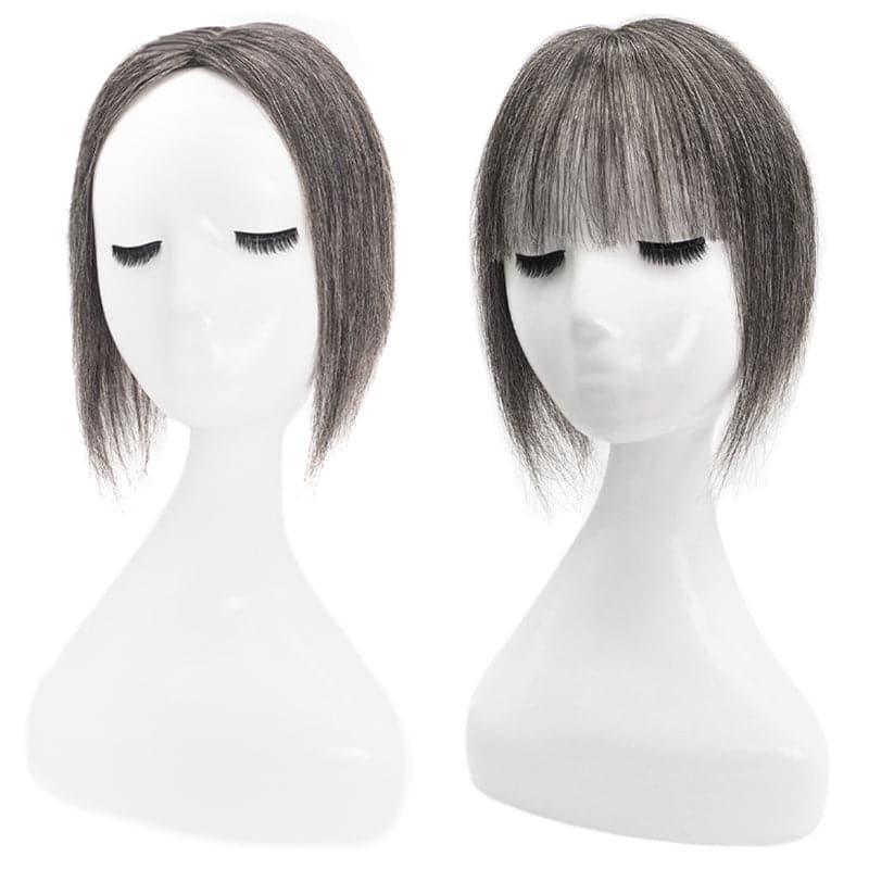 mixed grey human hair topper