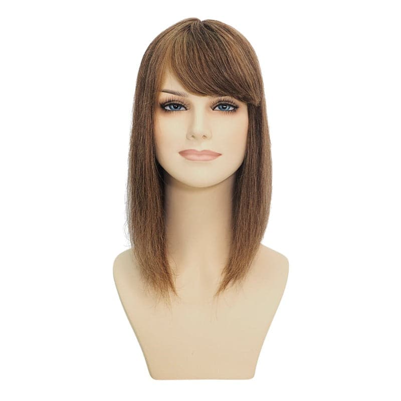 Human Hair Topper With Bangs For Women Hair Loss 13*13cm Silk Base All Shades E-LITCHI Hair