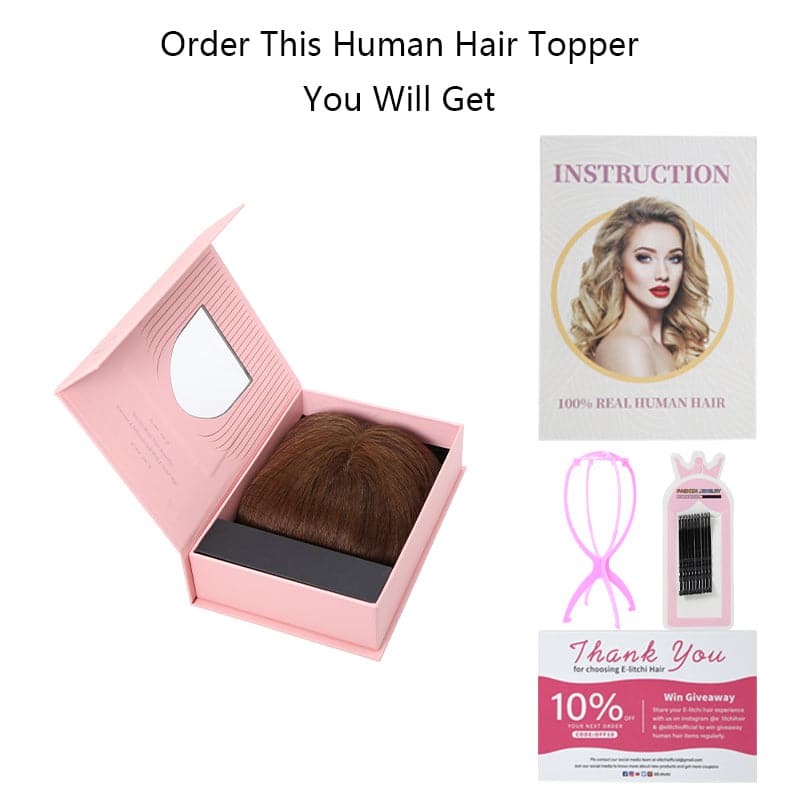 human hair topper with bangs