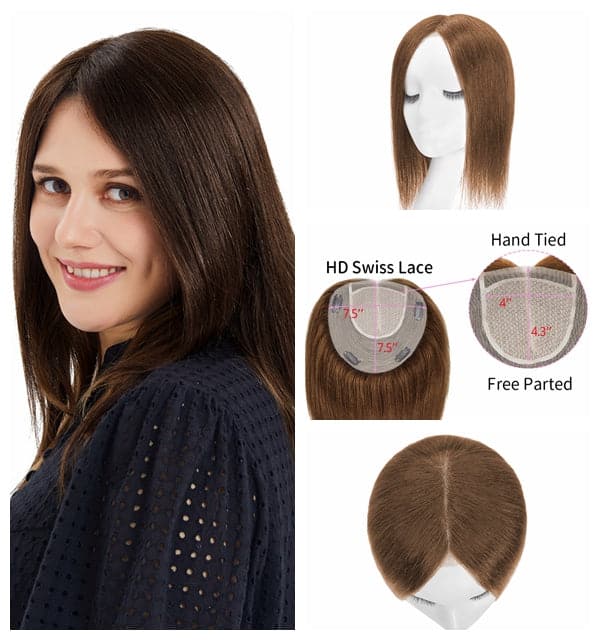 Natural Lace Human Hair Topper | 19x19cm Base | E-LITCHI Hair