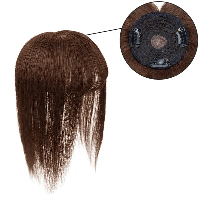 Brown 10*10 Base Human Hair Topper With Bang E-LITCHI