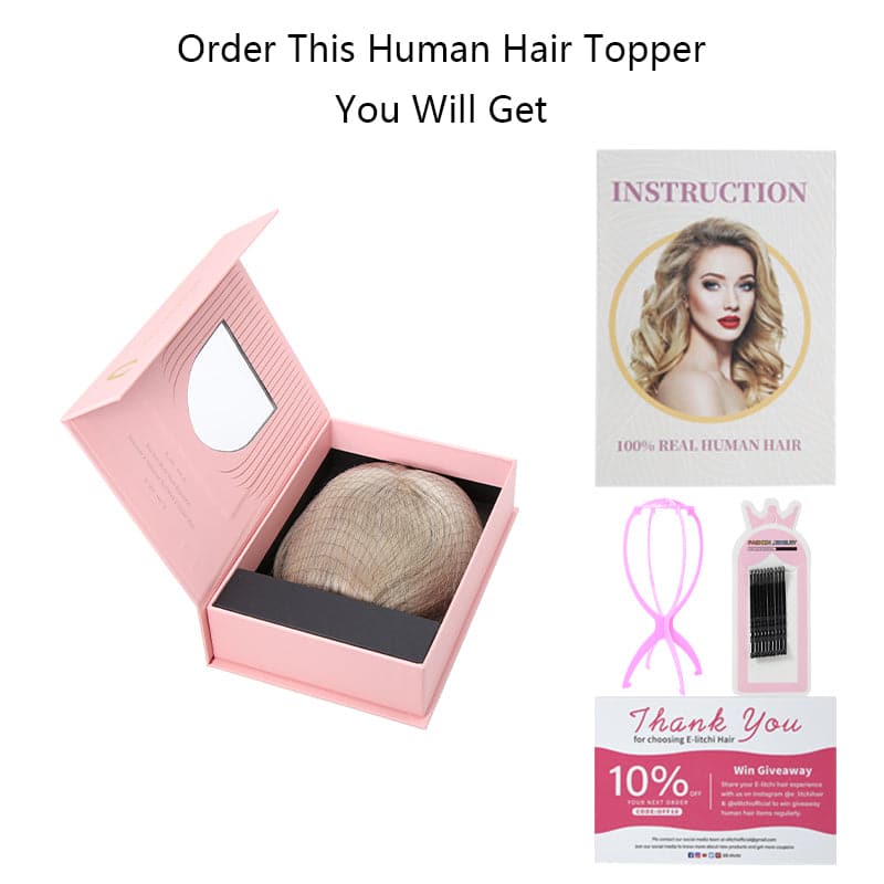 Brown 10*10 Base Human Hair Topper With Bang E-LITCHI