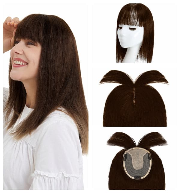 Brown 13*15cm Silk Base Human Hair Topper E-LITCHI