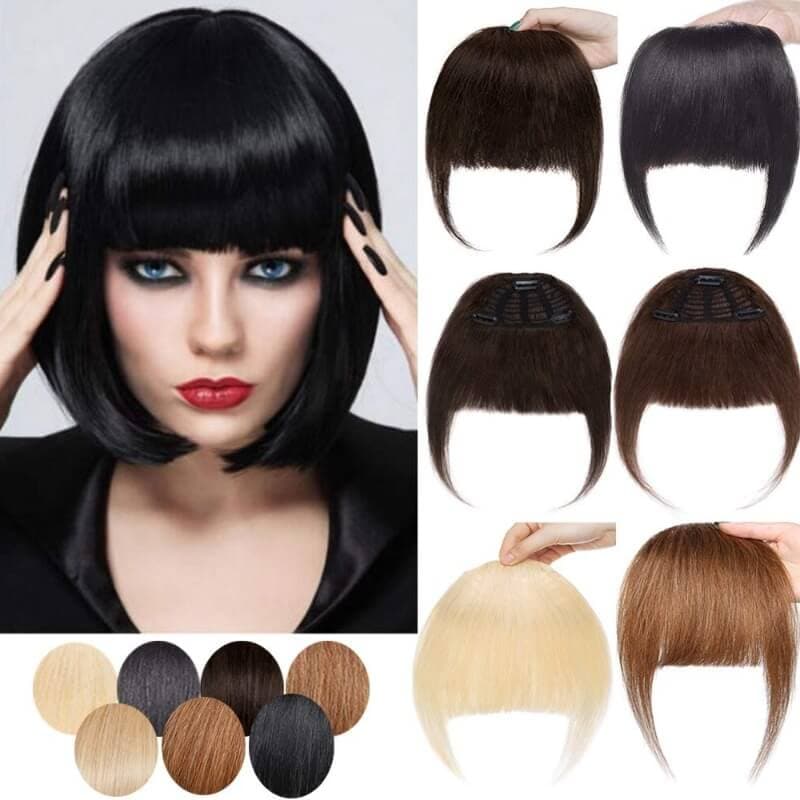 Natural Soft Silky Thick Neat Bang Front Fringe Clip In Hair