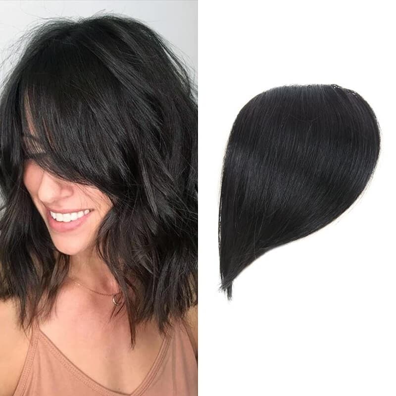 Human Hair Clip In Side Bangs Natural Gradual Fringes Black Brown Blonde