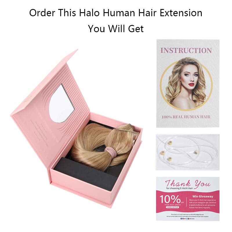 Wine Red Halo Human Hair Extension Full Volume E-LITCHI