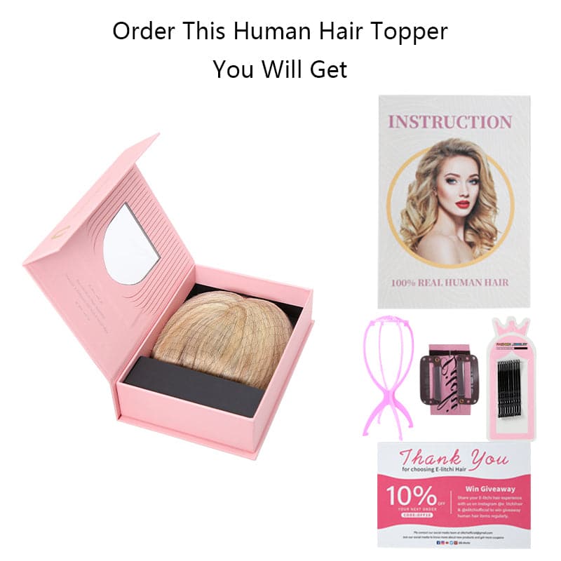 Susan ︳Curly Human Hair Topper For Thinning Crown 10*12cm Silk Base Natural Black E-LITCHI