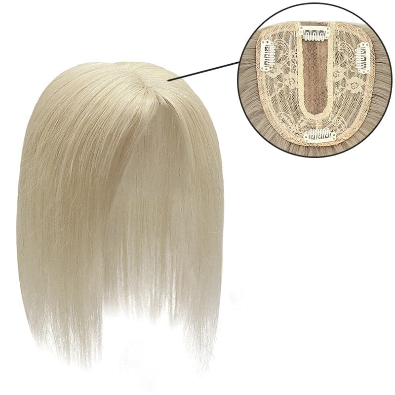 Susan ︳Blonde Grey 10*12 Base Human Hair Topper With Bangs E-LITCHI