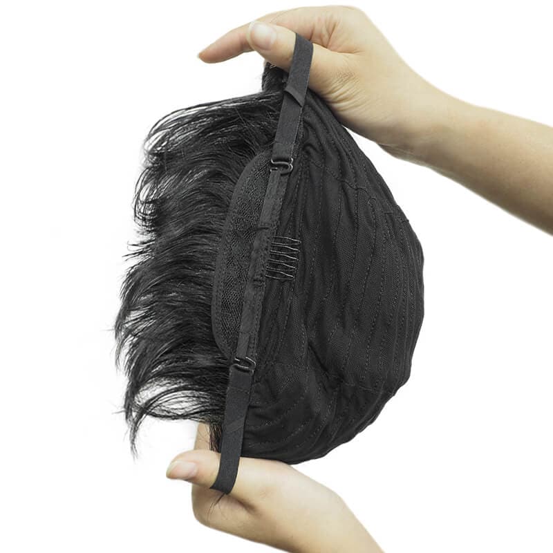 Perruque de cheveux humains Lace Front U Part courte Bob droite noir de jais