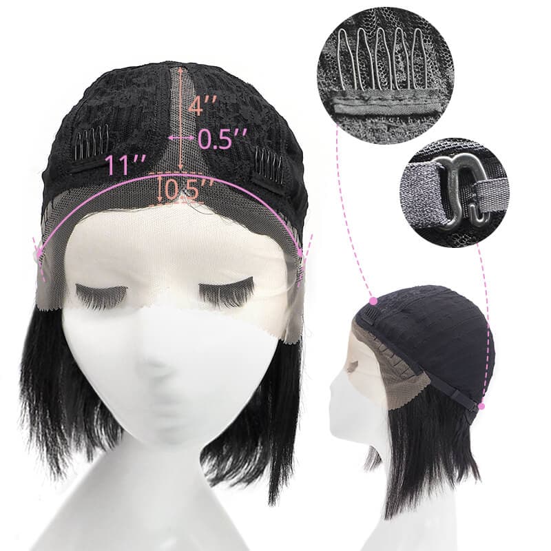 Jet Black Straight Short Bob Wig | Hair Lace Wig | E-LITCHI Hair
