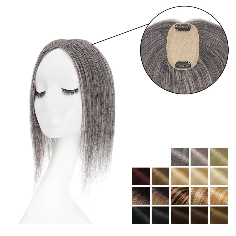 grey human hair topper