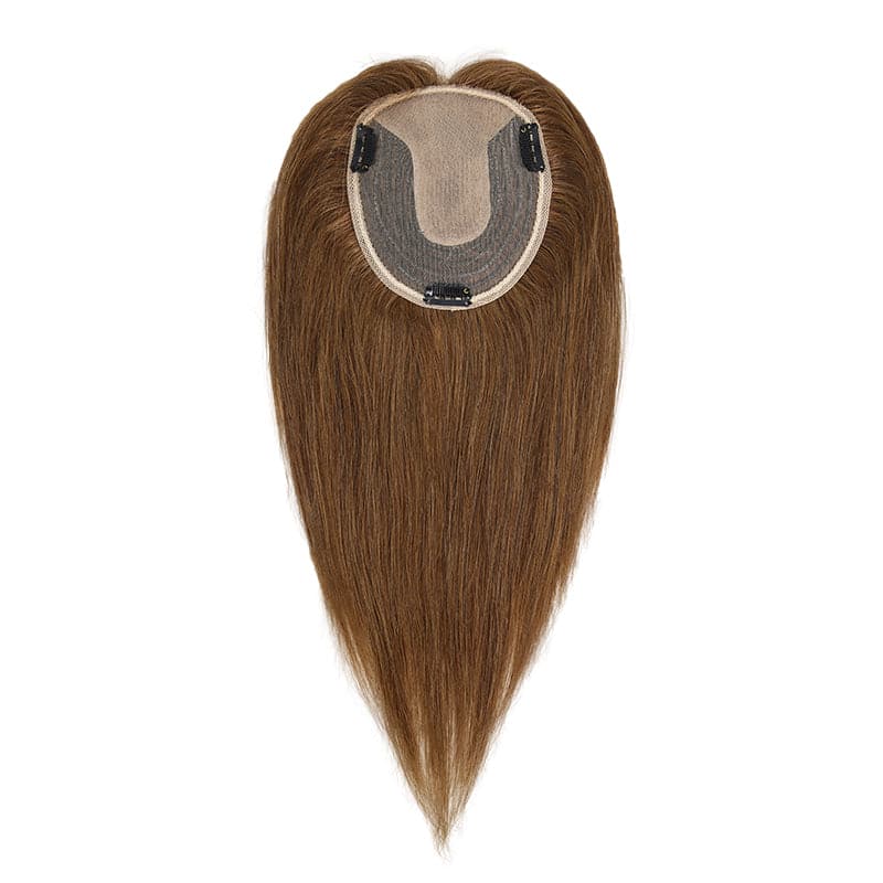 Human Hair Topper For Thinning Hair Light Brown 13*15cm Silk Base E-LITCHI