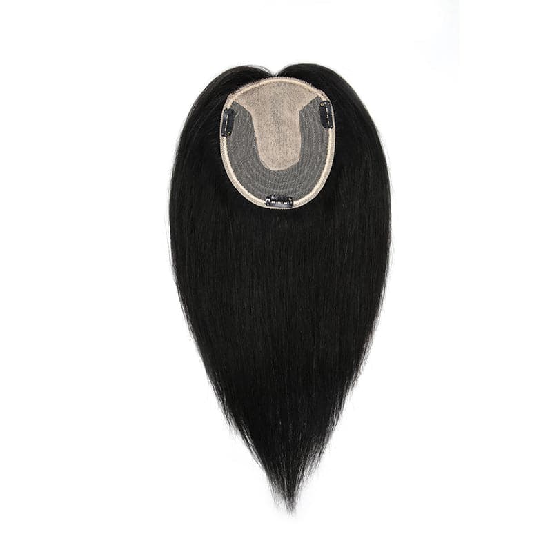 Human Hair Topper For Thinning Hair Natural Black 13*15cm Silk Base E-LITCHI