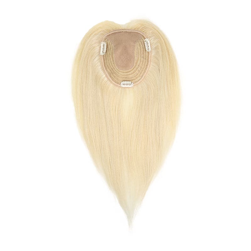 Human Hair Topper For Thinning Hair Bleach Blonde 13*15cm Silk Base E-LITCHI