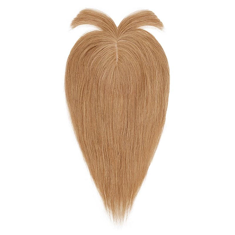 Topper de cheveux humains avec frange pour cheveux clairsemés, Base en soie blond foncé 13*15cm