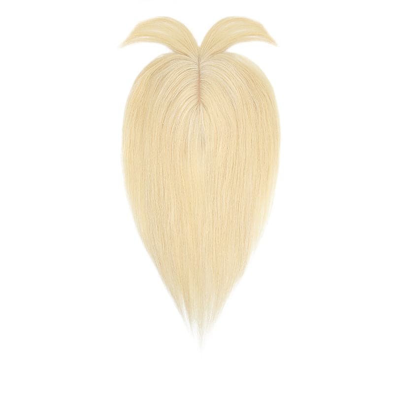 Human Hair Topper With Bangs For Thinning Hair Bleach Blonde 13*15cm Silk Base E-LITCHI