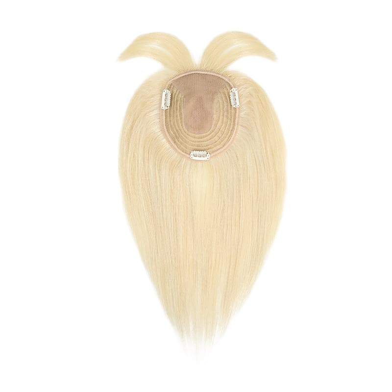Human Hair Topper With Bangs For Thinning Hair Bleach Blonde 13*15cm Silk Base E-LITCHI