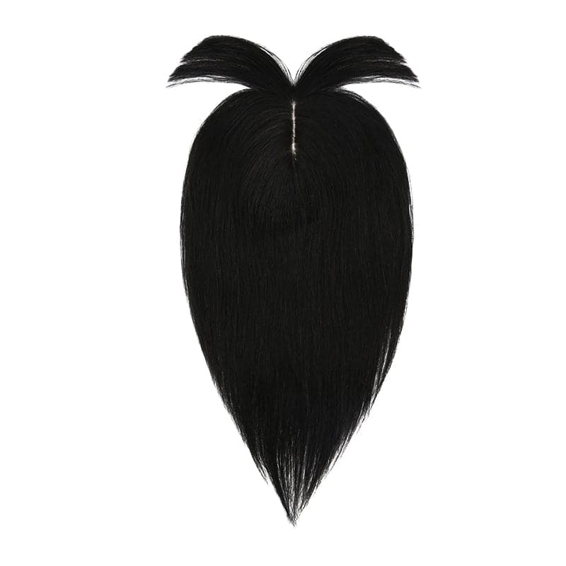 Human Hair Topper With Bangs For Thinning Hair Natural Black 13*15cm Silk Base E-LITCHI