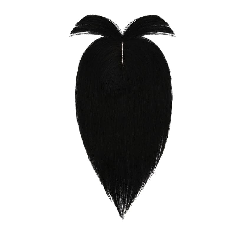 Human Hair Topper With Bangs For Thinning Hair Jet Black 13*15cm Silk Base E-LITCHI