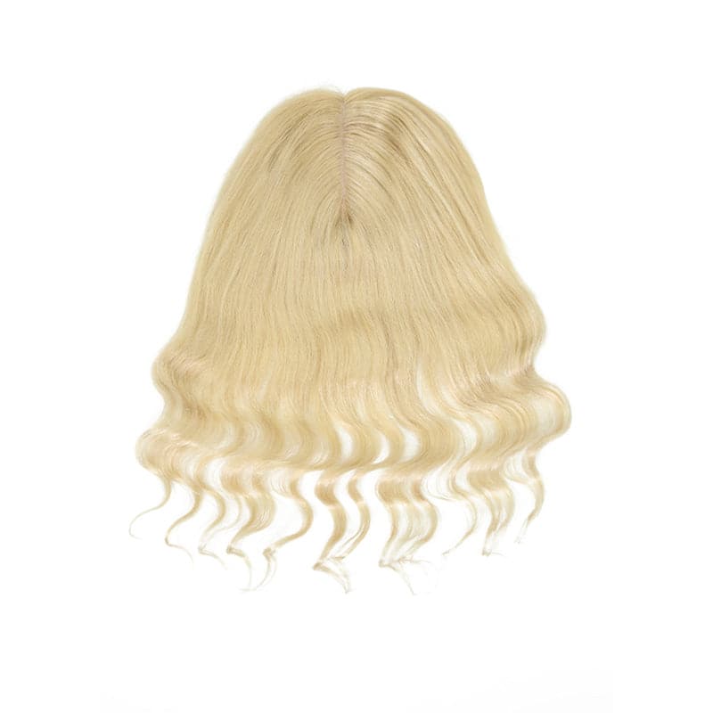 Susan ︳Wavy Human Hair Topper For Thinning Crown 10*12cm Silk Base Platinum Blonde E-LITCHI® Hair