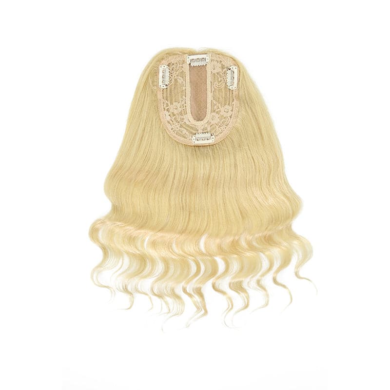 Susan ︳Wavy Human Hair Topper For Thinning Crown 10*12cm Silk Base Bleach Blonde E-LITCHI® Hair