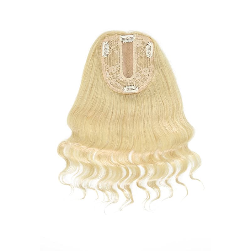 Susan ︳Wavy Human Hair Topper For Thinning Crown 10*12cm Silk Base Platinum Blonde E-LITCHI® Hair