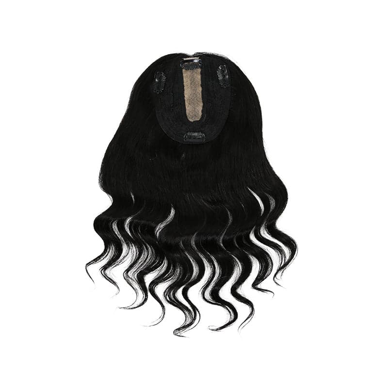 Susan ︳Wavy Human Hair Topper For Thinning Crown 10*12cm Silk Base Natural Black E-LITCHI