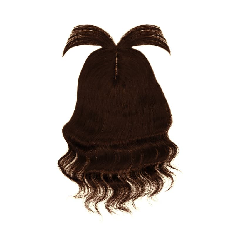 Susan ︳Wavy Human Hair Topper With Bangs For Thinning Crown 10*12cm Medium Brown Silk Base E-LITCHI