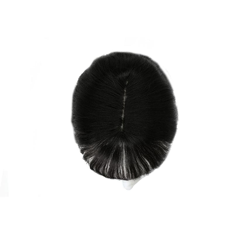 Susan ︳Wavy Human Hair Topper With Bangs For Thinning Crown 10*12cm Silk Base Jet Black E-LITCHI