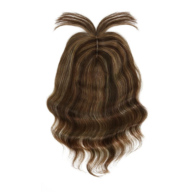 Susan ︳Caramenl Highlight Wavy Human Hair Topper With Bangs 10*12cm Silk Base E-LITCHI® Hair