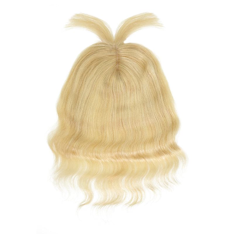 Susan ︳Blonde Highlight Wavy Human Hair Topper With Bangs 10*12cm Silk Base E-LITCHI® Hair