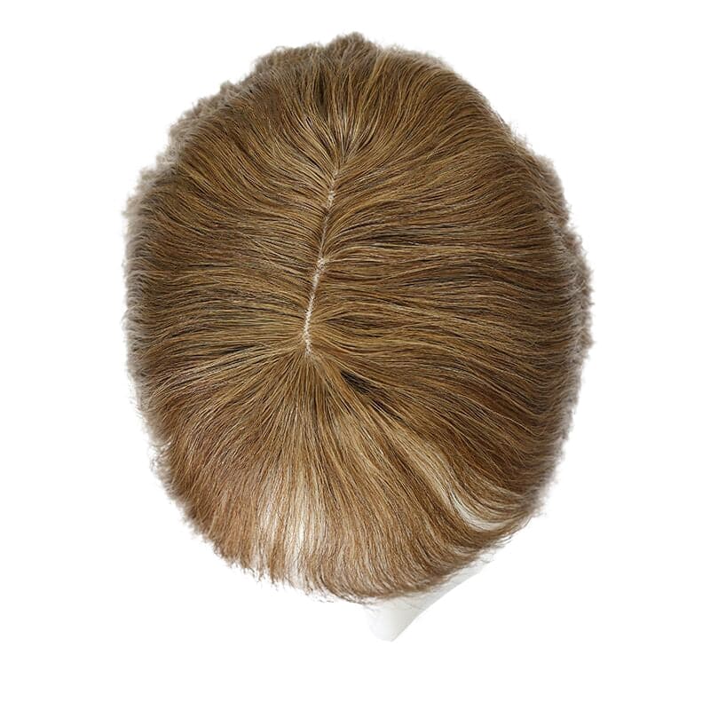 Susan ︳Wavy Human Hair Topper With Bangs For Thinning Crown 10*12cm Light Brown Silk Base E-LITCHI