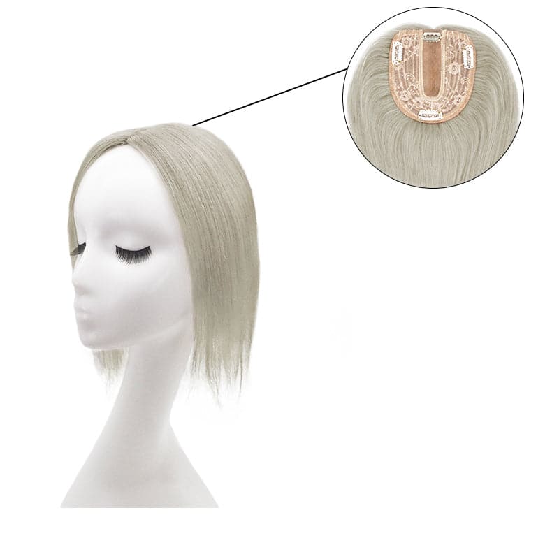 Susan ︳Blonde Grey 10*12 Base Human Hair Topper With Bangs E-LITCHI