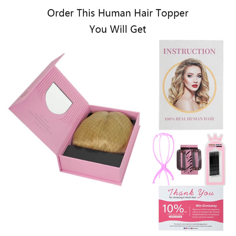 Topper de cheveux humains ondulés blond foncé 13*15 cm, base en soie