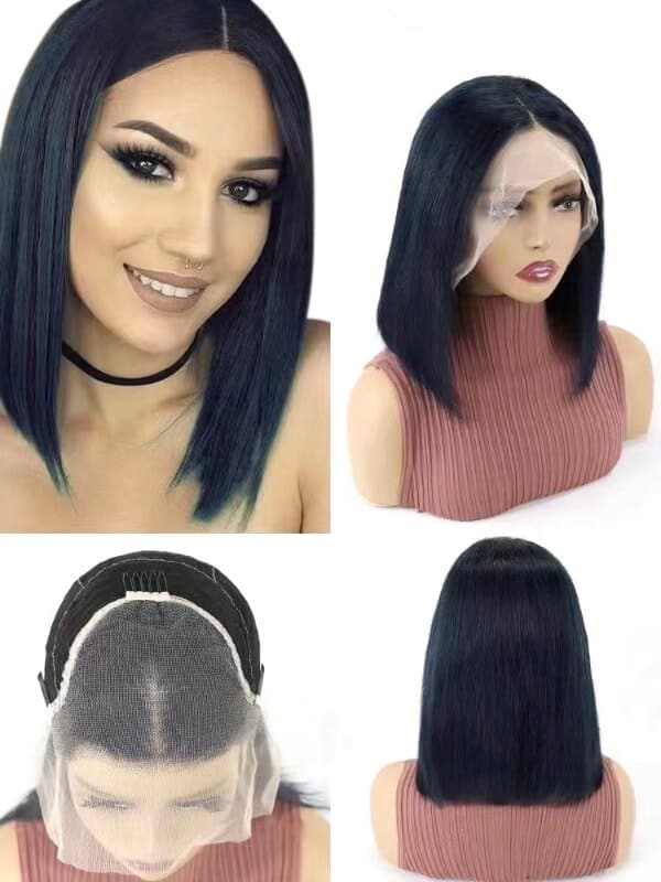 Short Bob Wigs Human Hair 13x4 Lace Front Straight Middle Parted Hairstyles All Shades