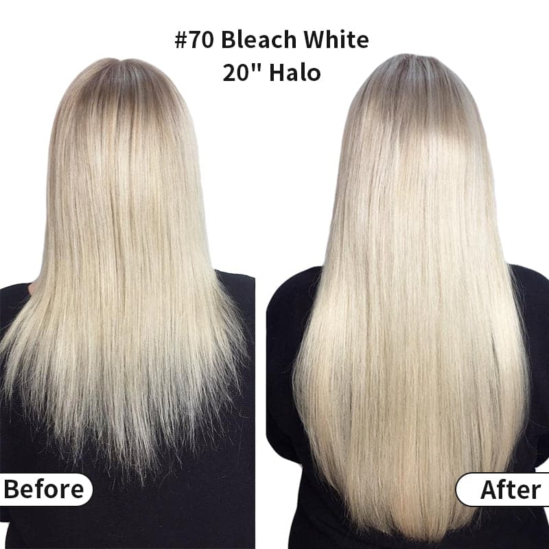 Bleach White Hair Extensions | Halo Hair Extensions | E-LITCHI Hair