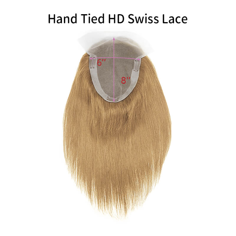 Dark Human Hair Topper | 15-20cm Hand-Tied Base | E-LITCHI Hair