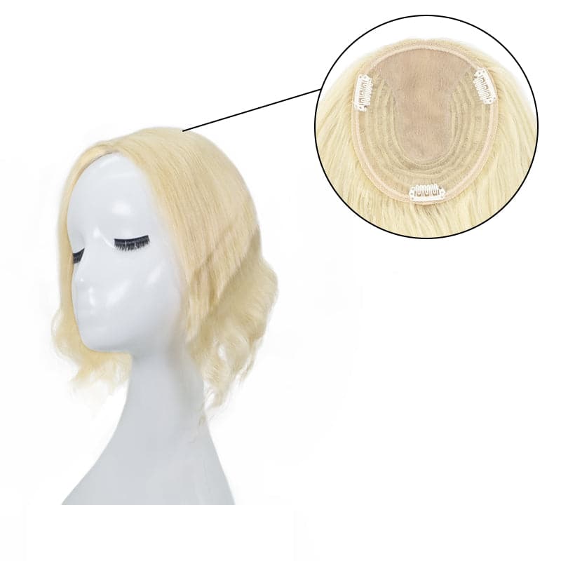 Blonde 13*15cm Silk Base Human Hair Topper E-LITCHI