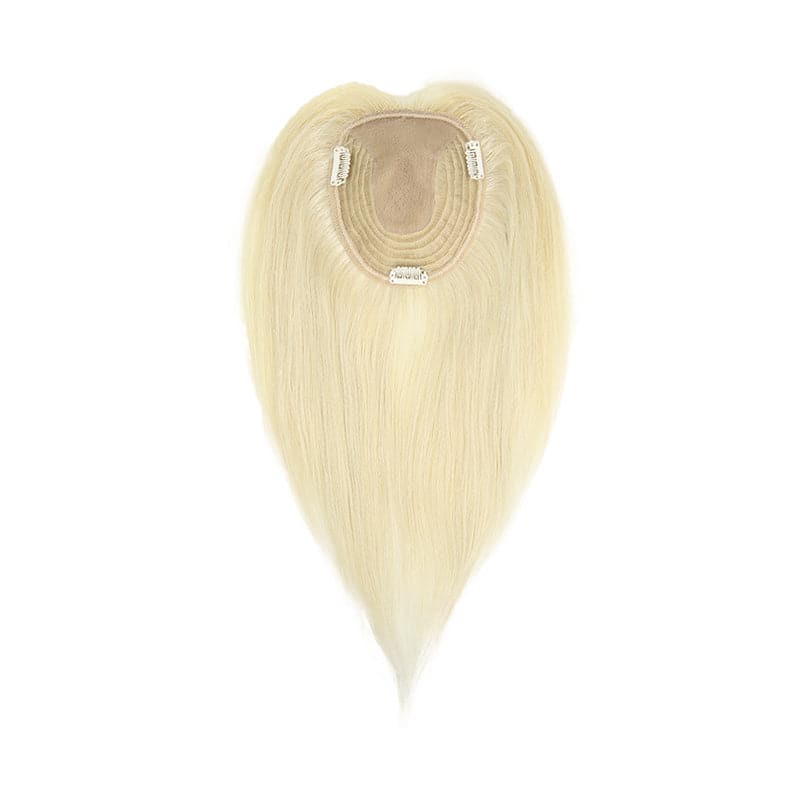Human Hair Topper For Thinning Hair Platinum Blonde 13*15cm Silk Base E-LITCHI