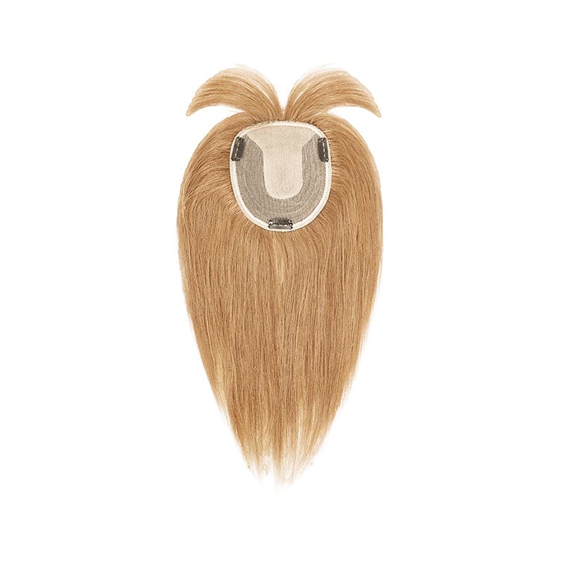 Human Hair Topper With Bangs For Thinning Hair Light Auburn 13*15cm Silk Base E-LITCHI