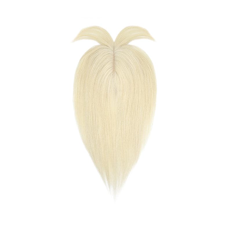 Human Hair Topper With Bangs For Thinning Hair Platinum Blonde 13*15cm Silk Base E-LITCHI