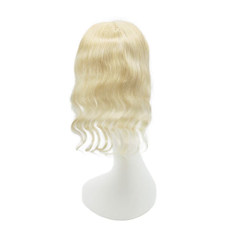 Wavy Human Hair Topper Platinum Blonde 13*15cm Silk Base E-LITCHI